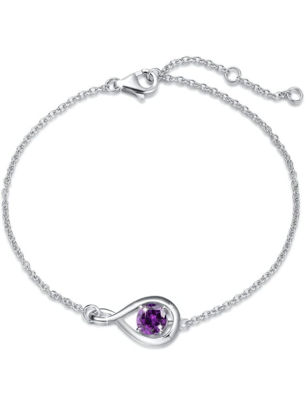 925 Sterling Silver Infinity Birthstone Bracelet for Women - Perfect Gift for